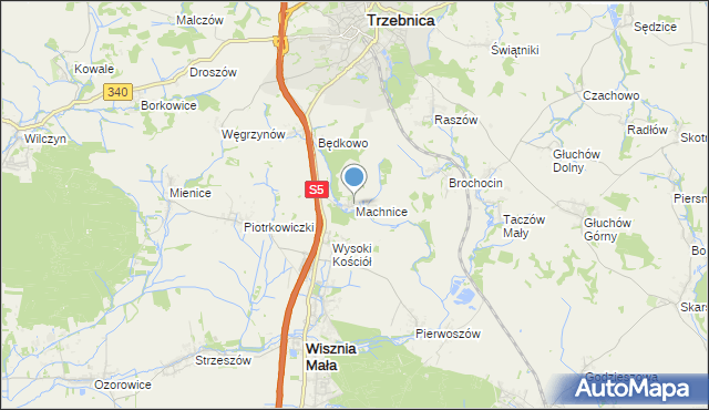 mapa Machnice, Machnice na mapie Targeo